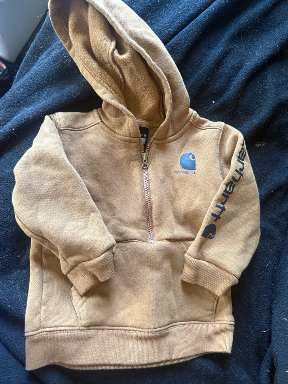 Carhartt Kids Caramel Brown Half-Zip Hooded Sweatshirt